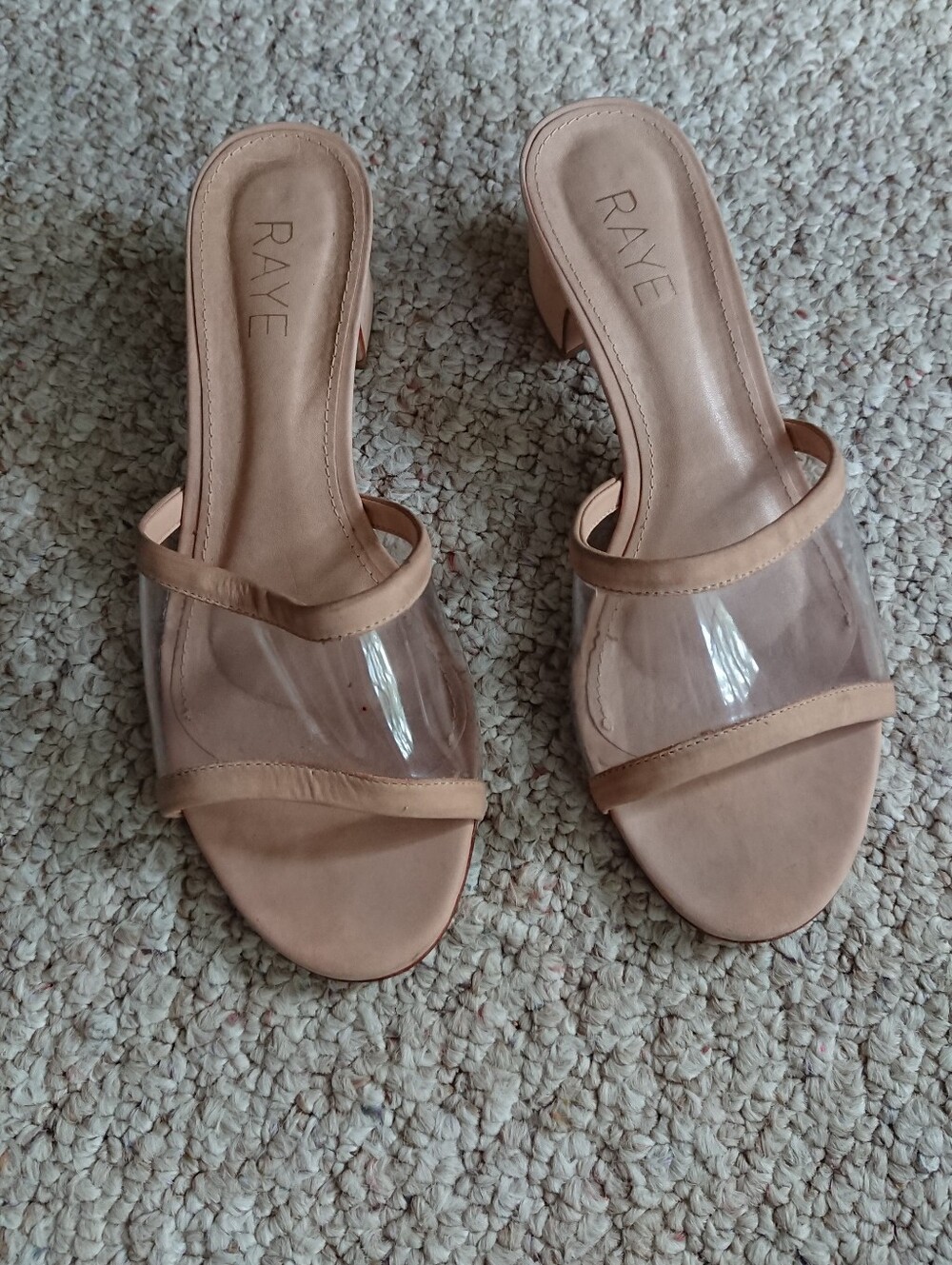 RAYE Hahn Sandals in Nude Slide Heels size 6